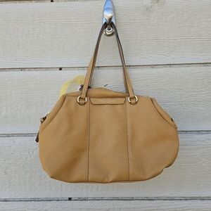 Foley + Corinna mustard yellow faux leather satchel bag